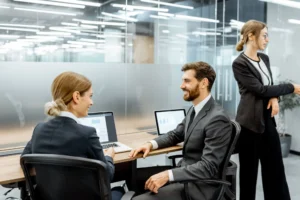 White-collar employees in the office of corporation