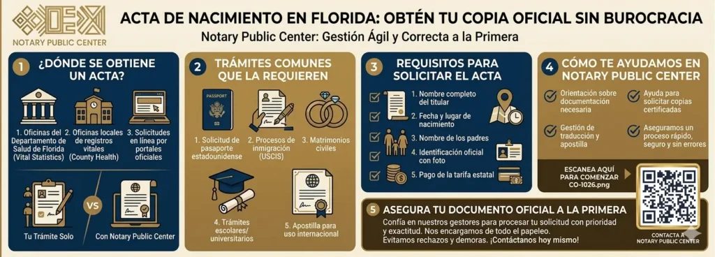 Acta de Nacimiento en Florida: Obtén tu Copia Oficial sin Burocracia con Notary Public Center