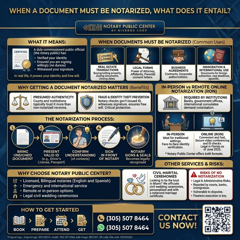 When a Document Must Be Notarized, What Does It Entail?