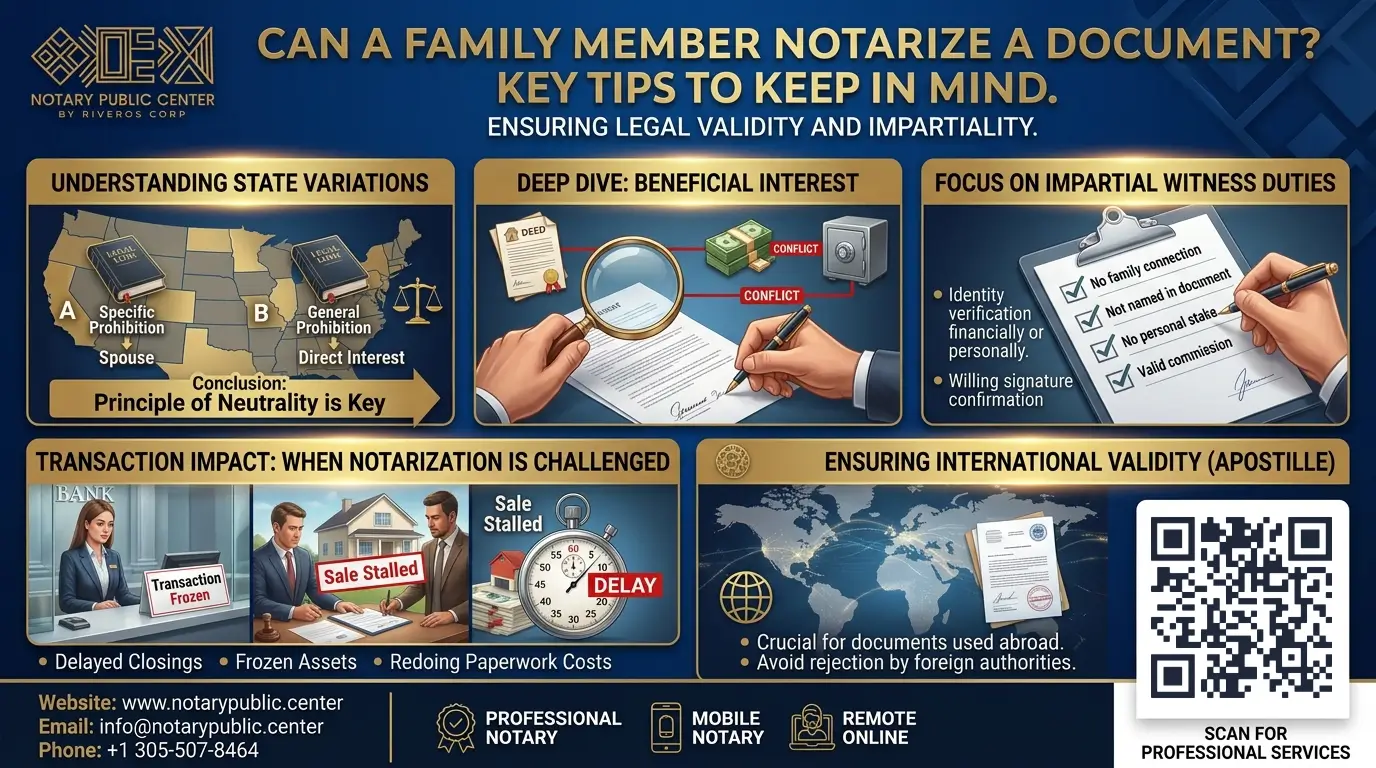 Is it illegal for a family member to notarize a document?