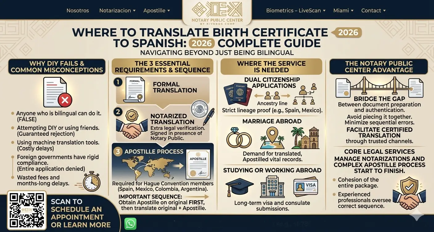 Where to Translate Birth Certificate to Spanish Infograph