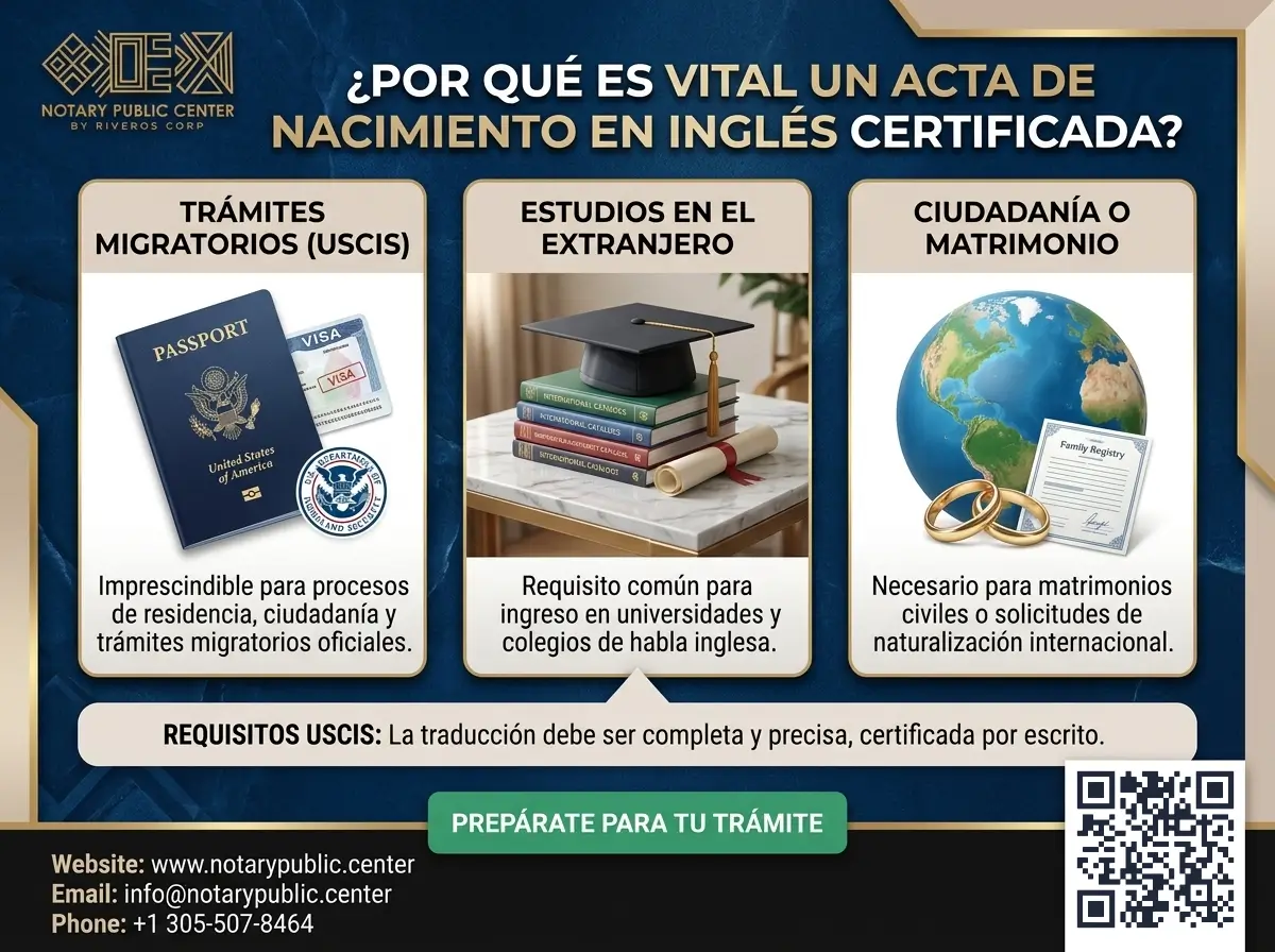 ¿Por qué necesito un acta de nacimiento en inglés?