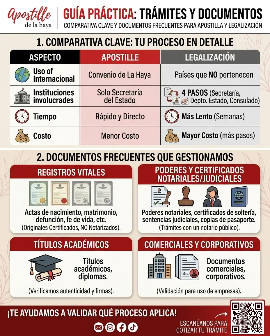 ¿Qué documentos se pueden apostillar o legalizar?
