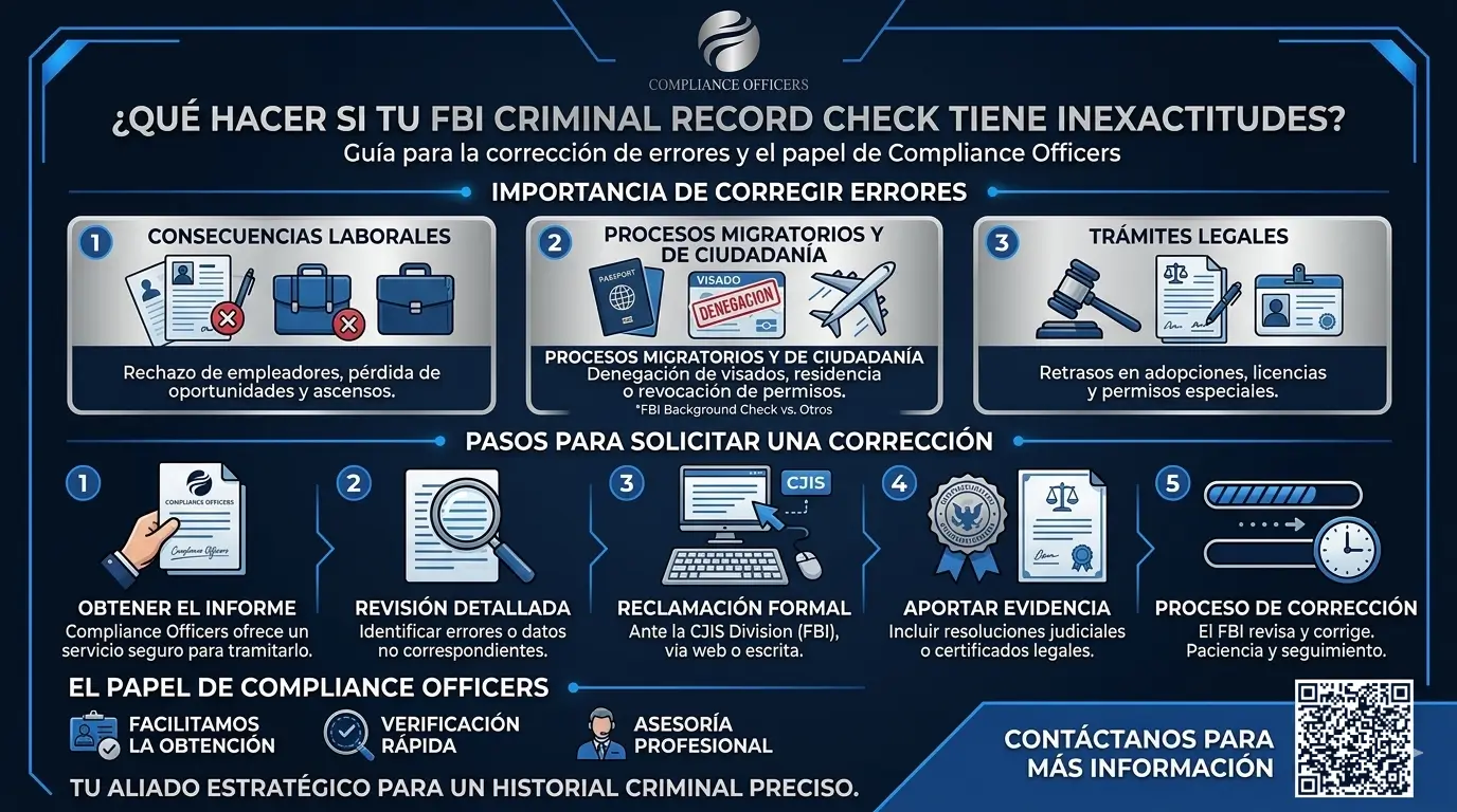 ¿Por qué es importante corregir errores en el FBI Criminal Record Check?