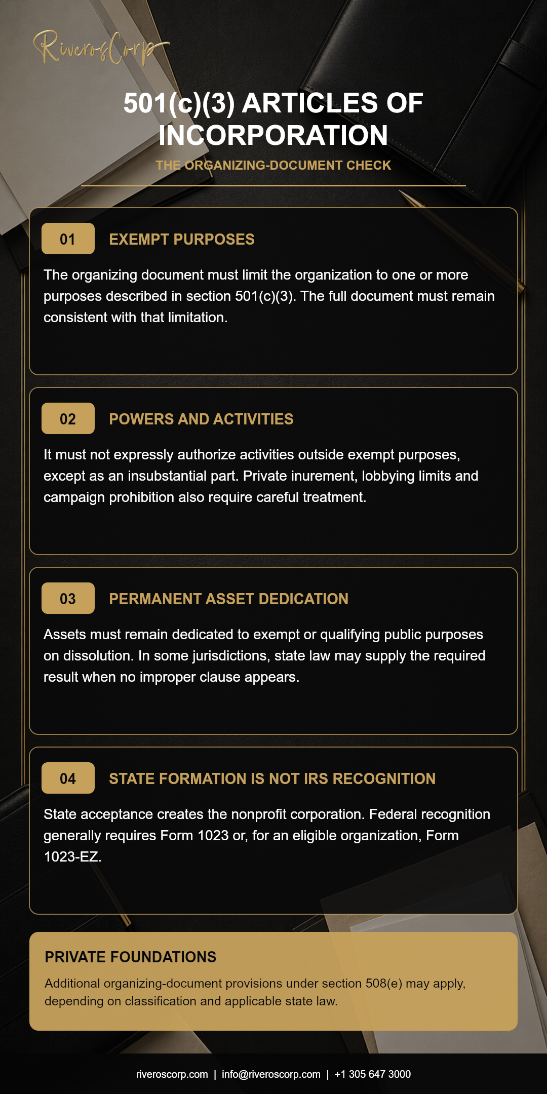 501(c)(3) organizing document requirements