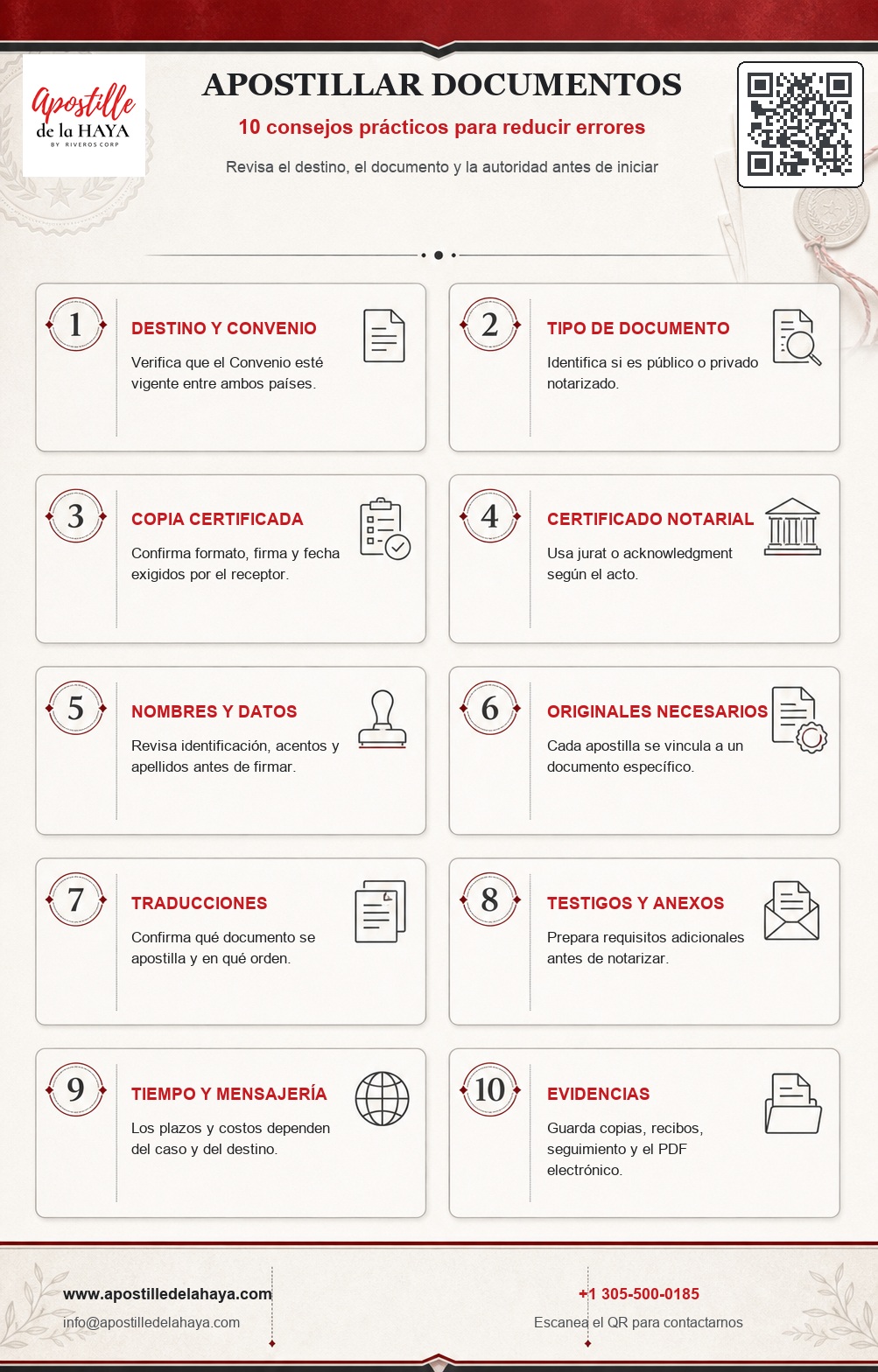 Infografía con 10 consejos prácticos para apostillar documentos