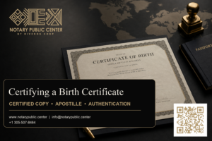Certifying a birth certificate with Notary Public Center