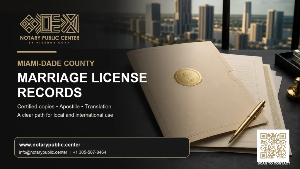 Miami-Dade County marriage license records and certified copy services