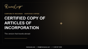 Certified copy of articles of incorporation, the version that can be apostilled — Riveros Corp