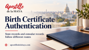 US Department of State birth certificate authentication with Apostille de la Haya