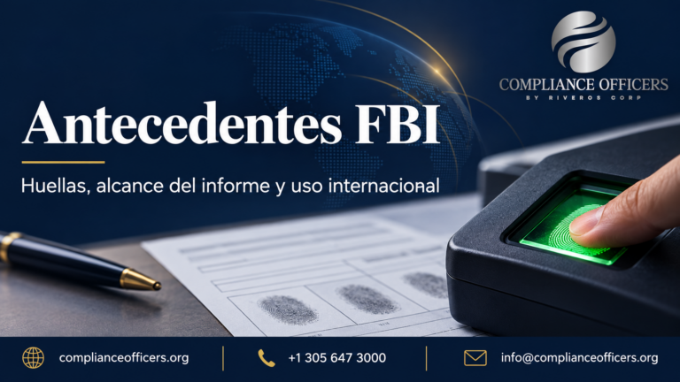 Antecedentes FBI: huellas e informe personal con Compliance Officers