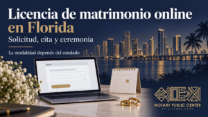 Licencia de matrimonio online en Florida con Notary Public Center