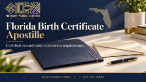 Apostille birth certificate Florida: record review with Notary Public Center