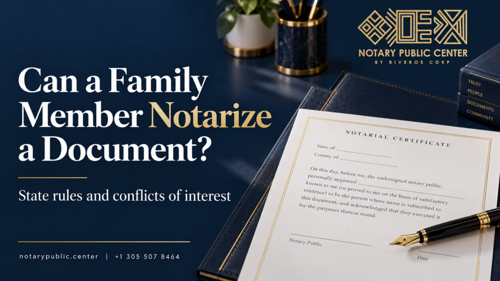 Can a family member notarize a document? State rules with Notary Public Center