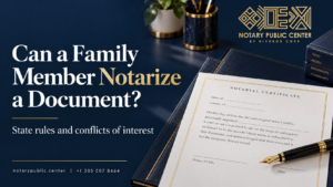 Can a family member notarize a document? State rules with Notary Public Center