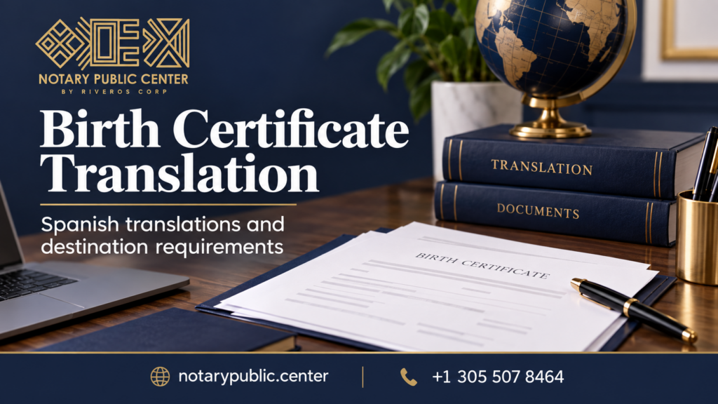 Where to translate a birth certificate to Spanish with Notary Public Center