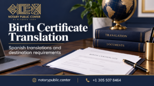 Where to translate a birth certificate to Spanish with Notary Public Center