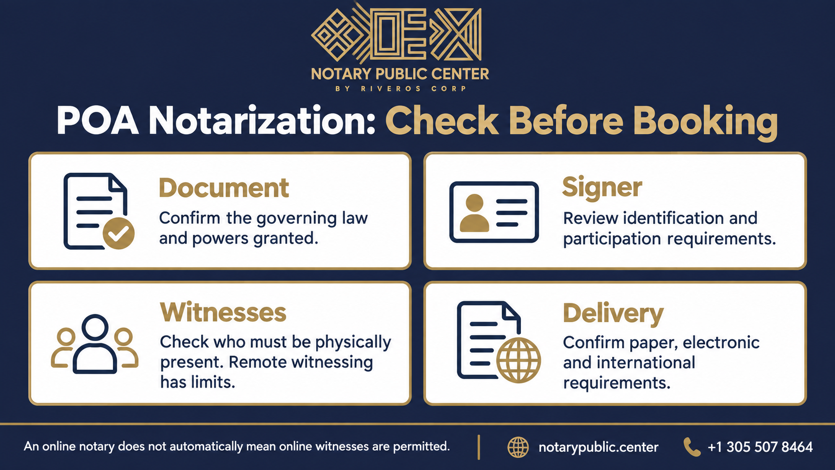 Where can I get a POA notarized? Document, signer, witnesses and delivery requirements